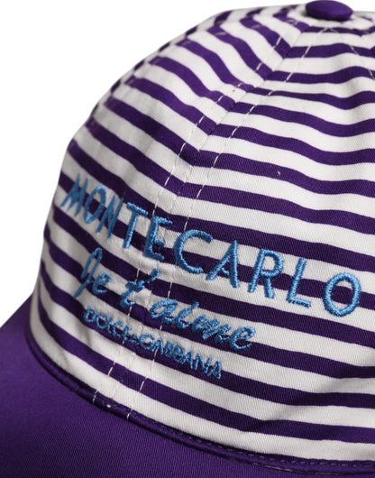 Dolce &amp; Gabbana White Purple Stripe Cotton Women Baseball Cap