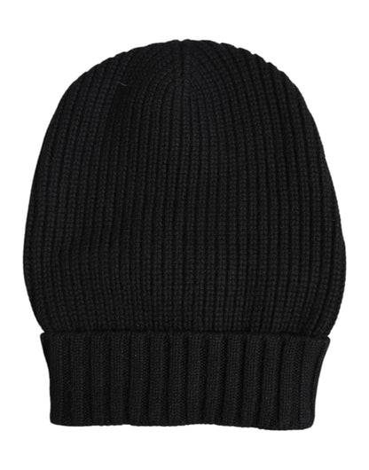 Bonnet d'hiver tricoté en cachemire noir Dolce &amp; Gabbana