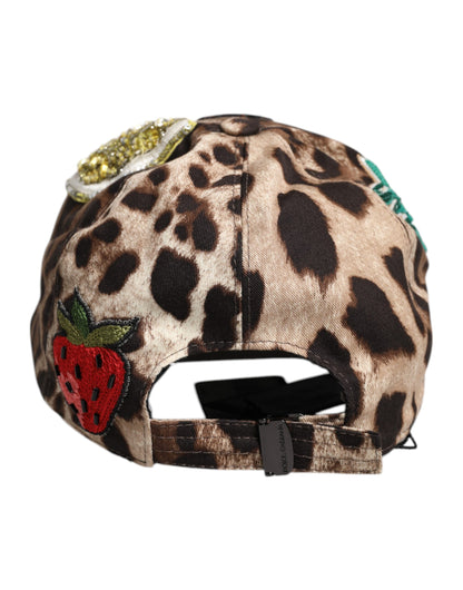 Casquette de baseball Dolce &amp; Gabbana à sequins léopard marron Sicily