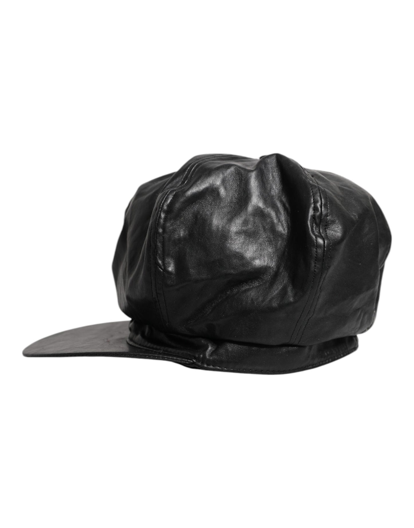 Dolce &amp; Gabbana Black Calf Newsboy Capello Cabbie Hat