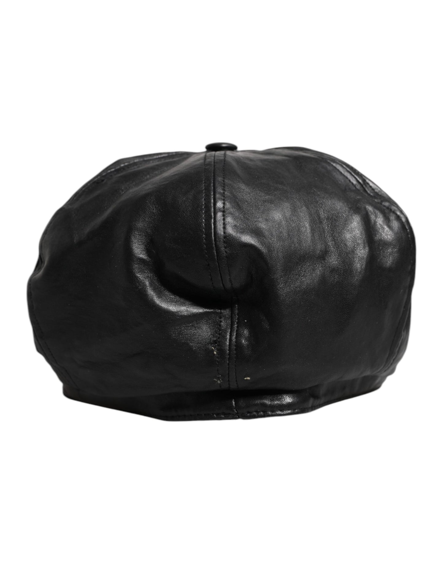 Dolce &amp; Gabbana Black Calf Newsboy Capello Cabbie Hat