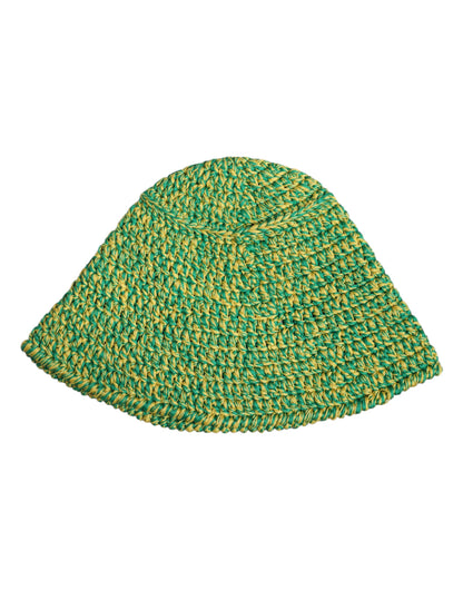 Dolce &amp; Gabbana Green Cotton Crochet DG Logo Bucket Hat