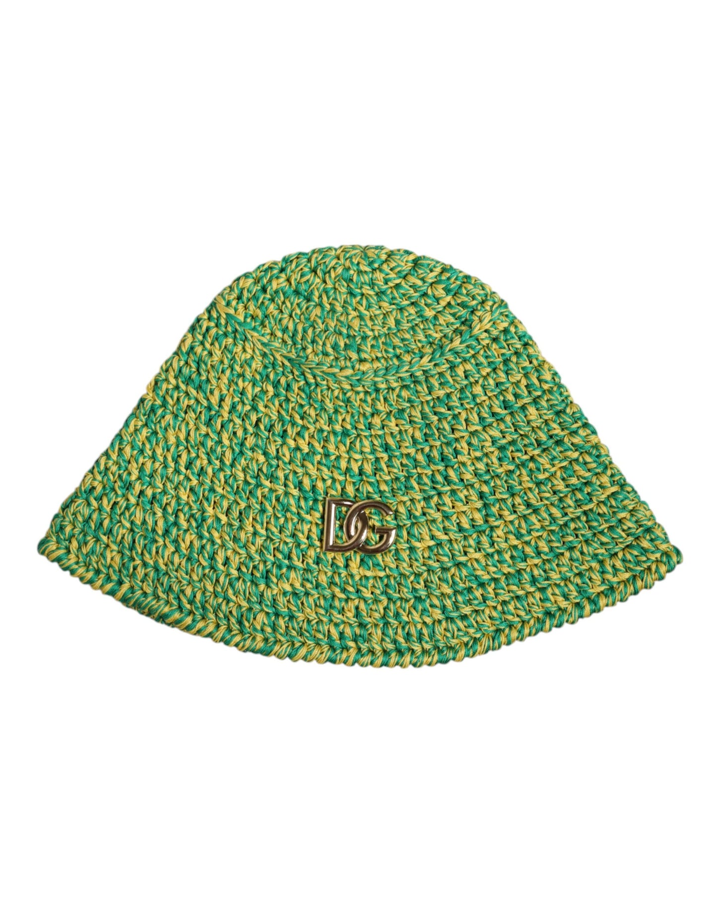 Dolce &amp; Gabbana Green Cotton Crochet DG Logo Bucket Hat