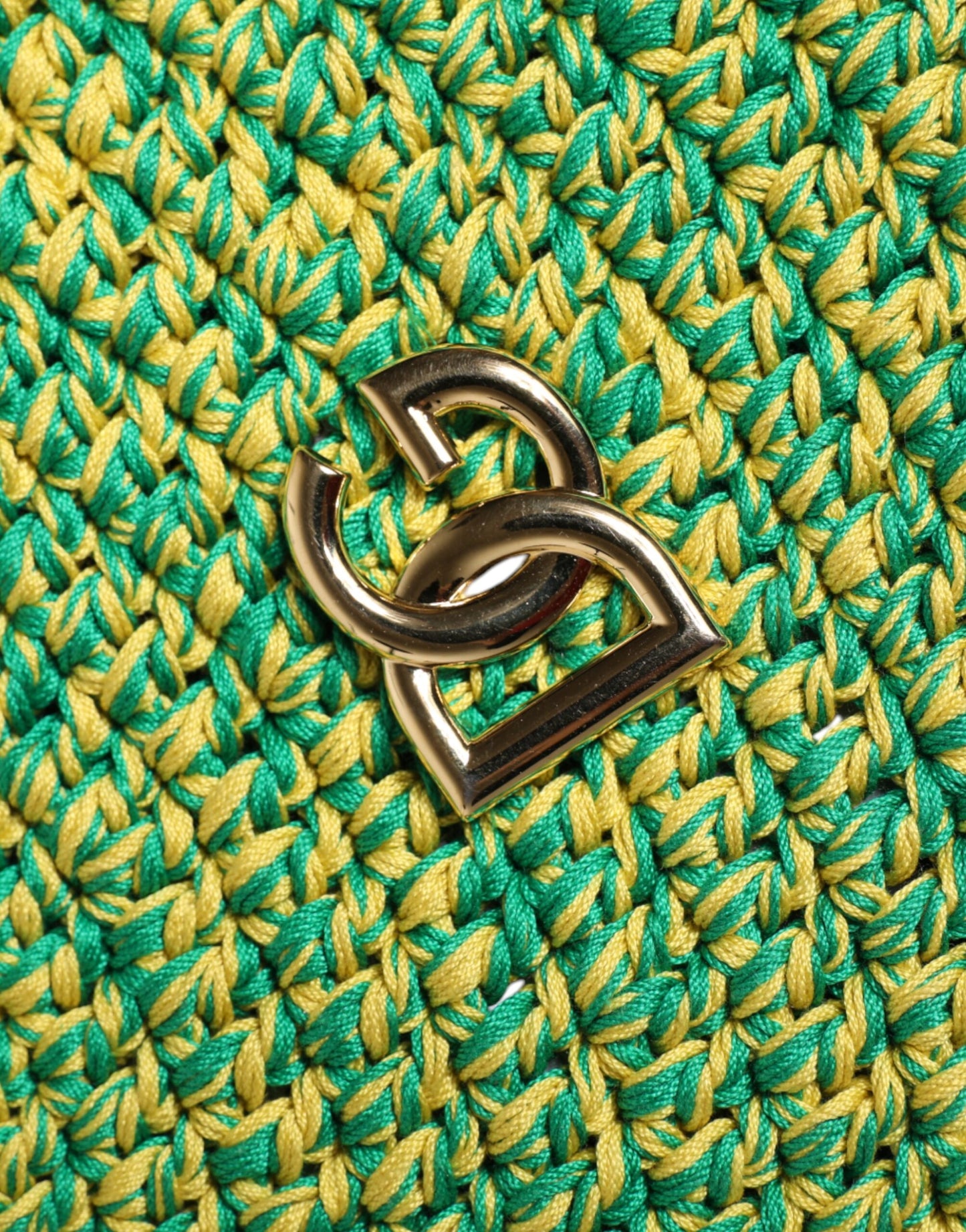 Dolce &amp; Gabbana Green Cotton Crochet DG Logo Bucket Hat