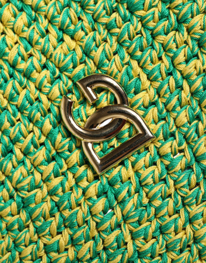 Dolce &amp; Gabbana Green Cotton Crochet DG Logo Bucket Hat