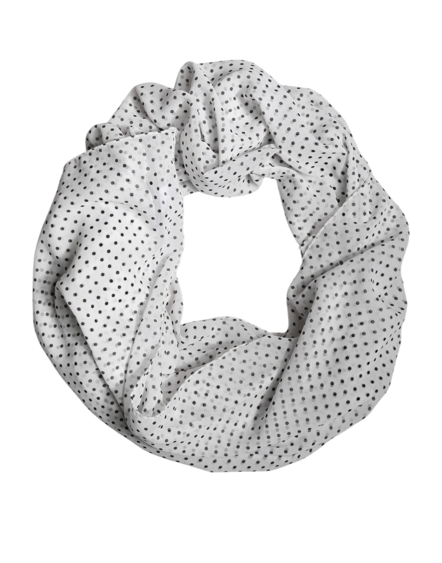 Dolce & Gabbana White Polka Dots Polyester Wrap Shawl Scarf by Dolce & Gabbana