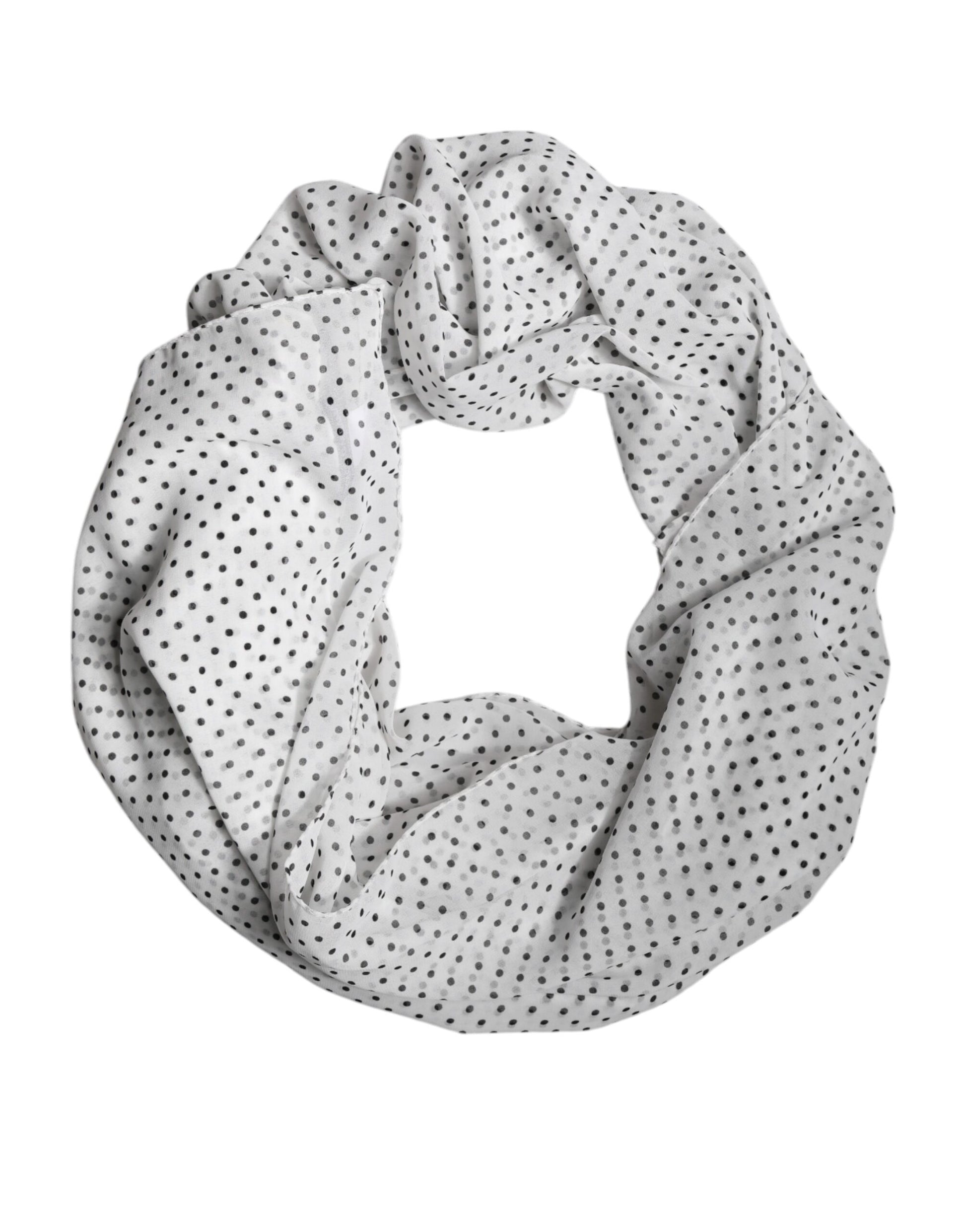 Dolce & Gabbana White Polka Dots Polyester Wrap Shawl Scarf by Dolce & Gabbana