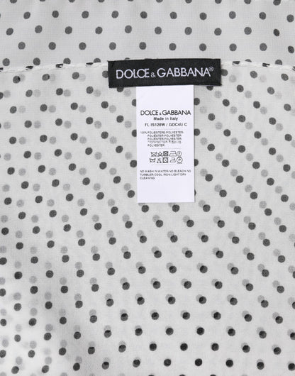 Dolce & Gabbana White Polka Dots Polyester Wrap Shawl Scarf by Dolce & Gabbana