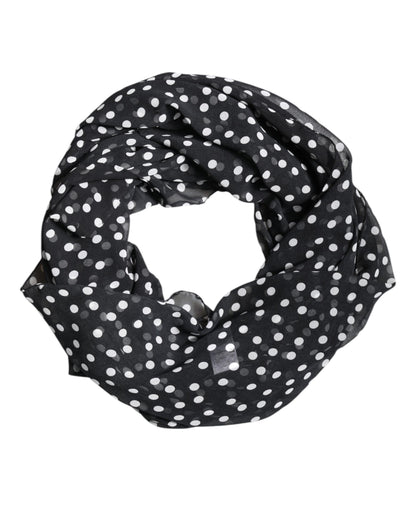Dolce & Gabbana Black Polka Dots Polyester Wrap Shawl Scarf by Dolce & Gabbana