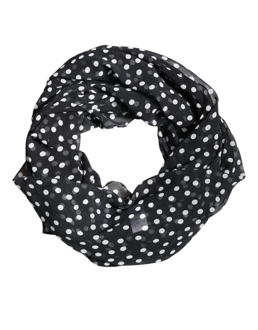 Dolce & Gabbana Black Polka Dots Polyester Wrap Shawl Scarf by Dolce & Gabbana