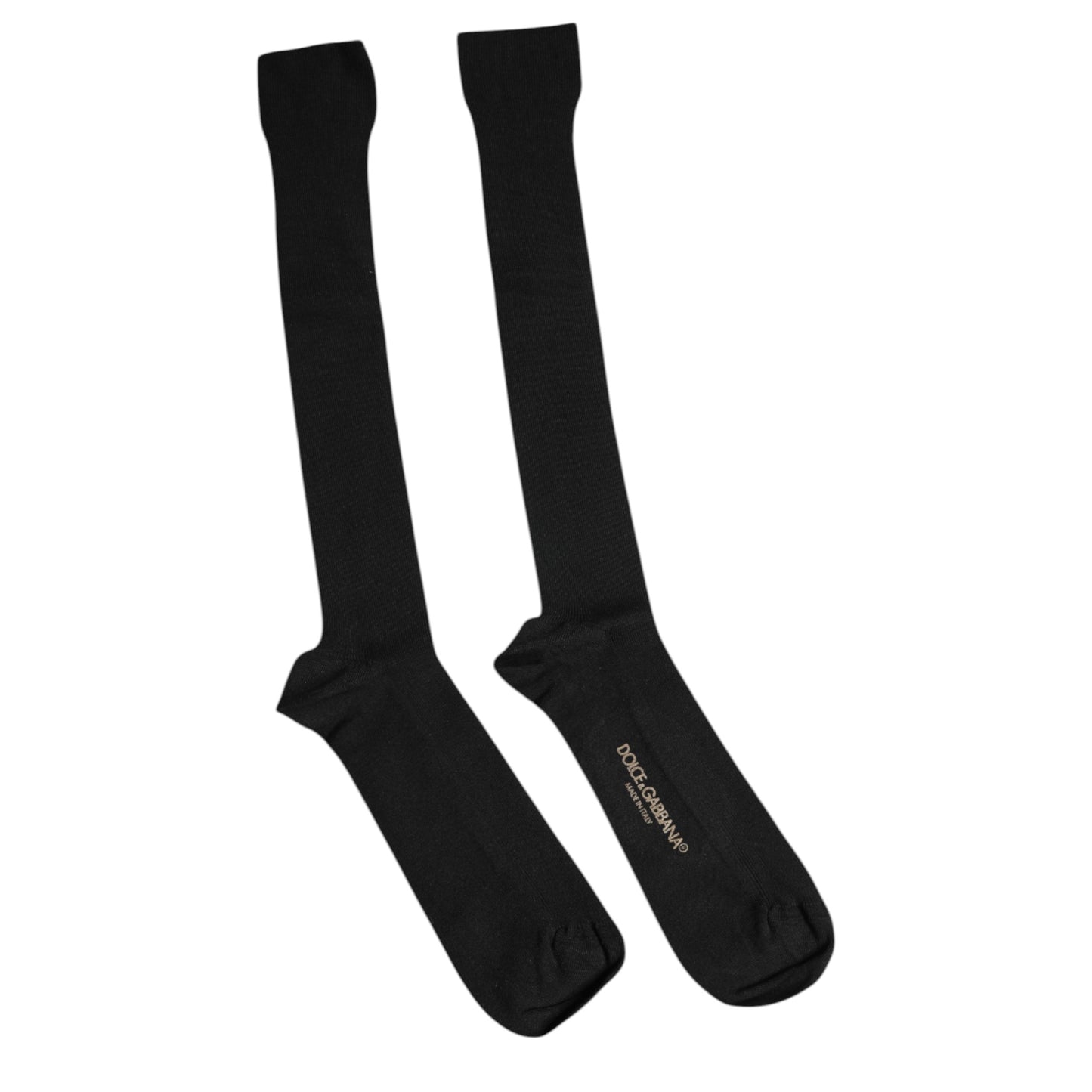 Dolce &amp; Gabbana Black Viscose Logo Over The Calf Socks