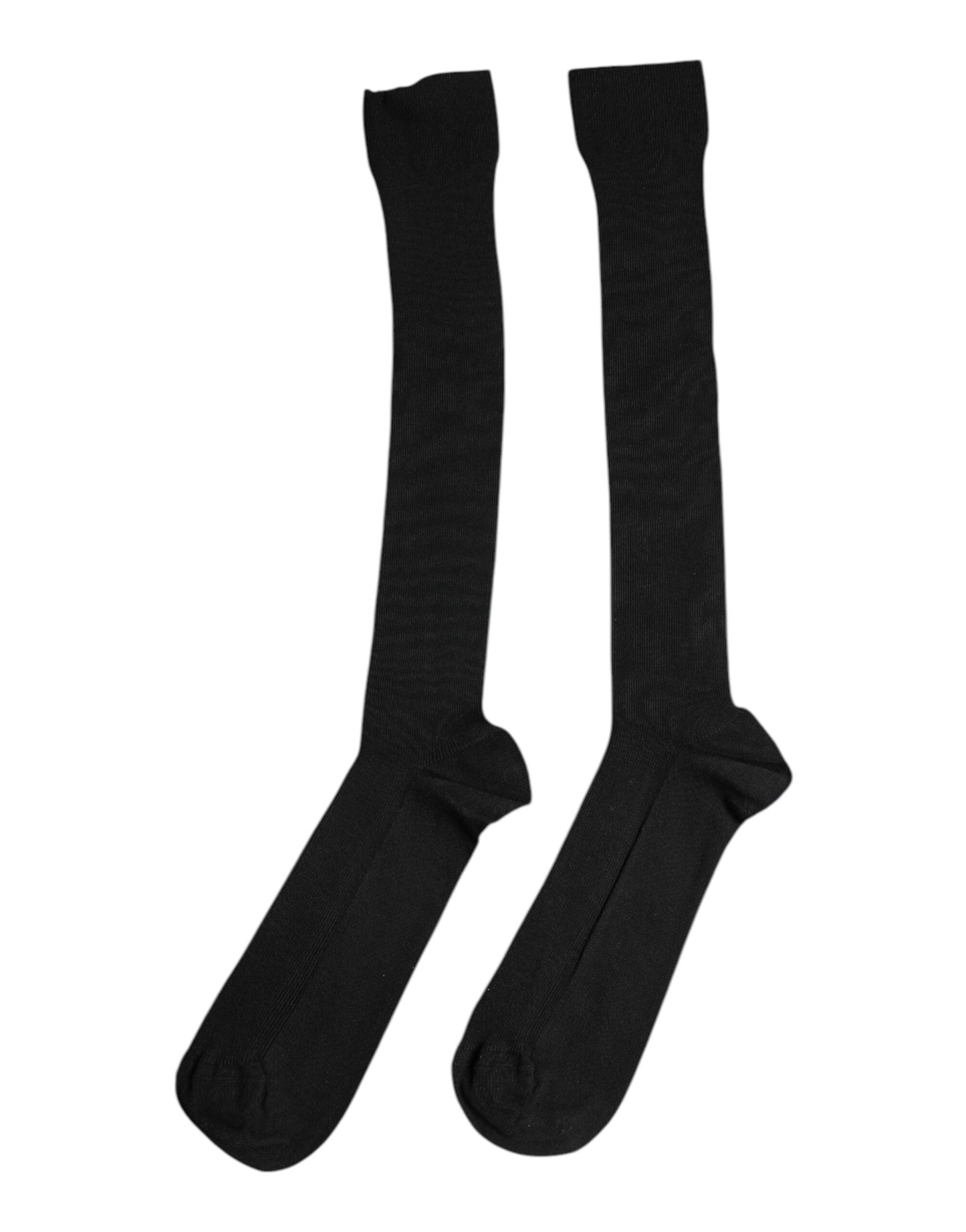 Dolce &amp; Gabbana Black Viscose Logo Over The Calf Socks