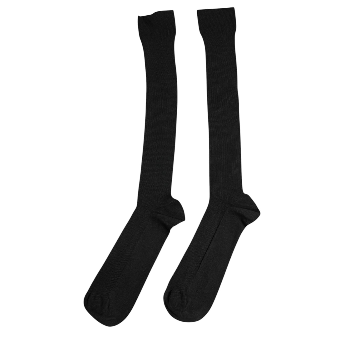Dolce &amp; Gabbana Black Viscose Logo Over The Calf Socks