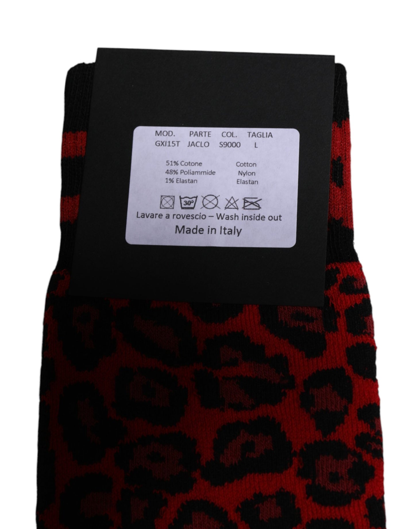 Dolce &amp; Gabbana Black Red Leopard Mid Calf Men Socks