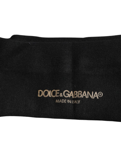Dolce &amp; Gabbana Black Viscose Logo Over The Calf Socks