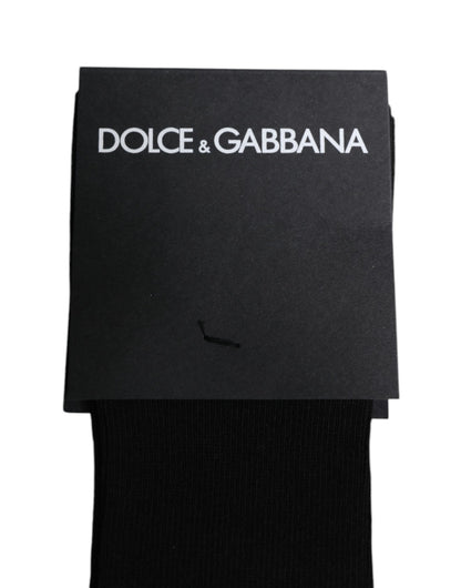 Dolce &amp; Gabbana Black Viscose Logo Over The Calf Socks