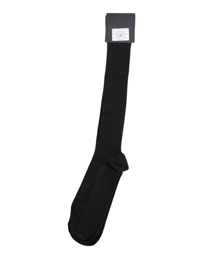 Dolce &amp; Gabbana Black Viscose Logo Over The Calf Socks