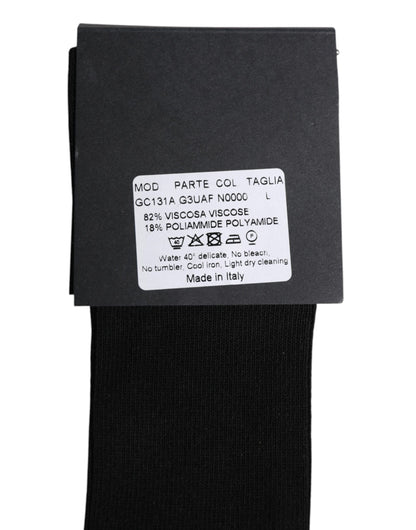 Dolce &amp; Gabbana Black Viscose Logo Over The Calf Socks