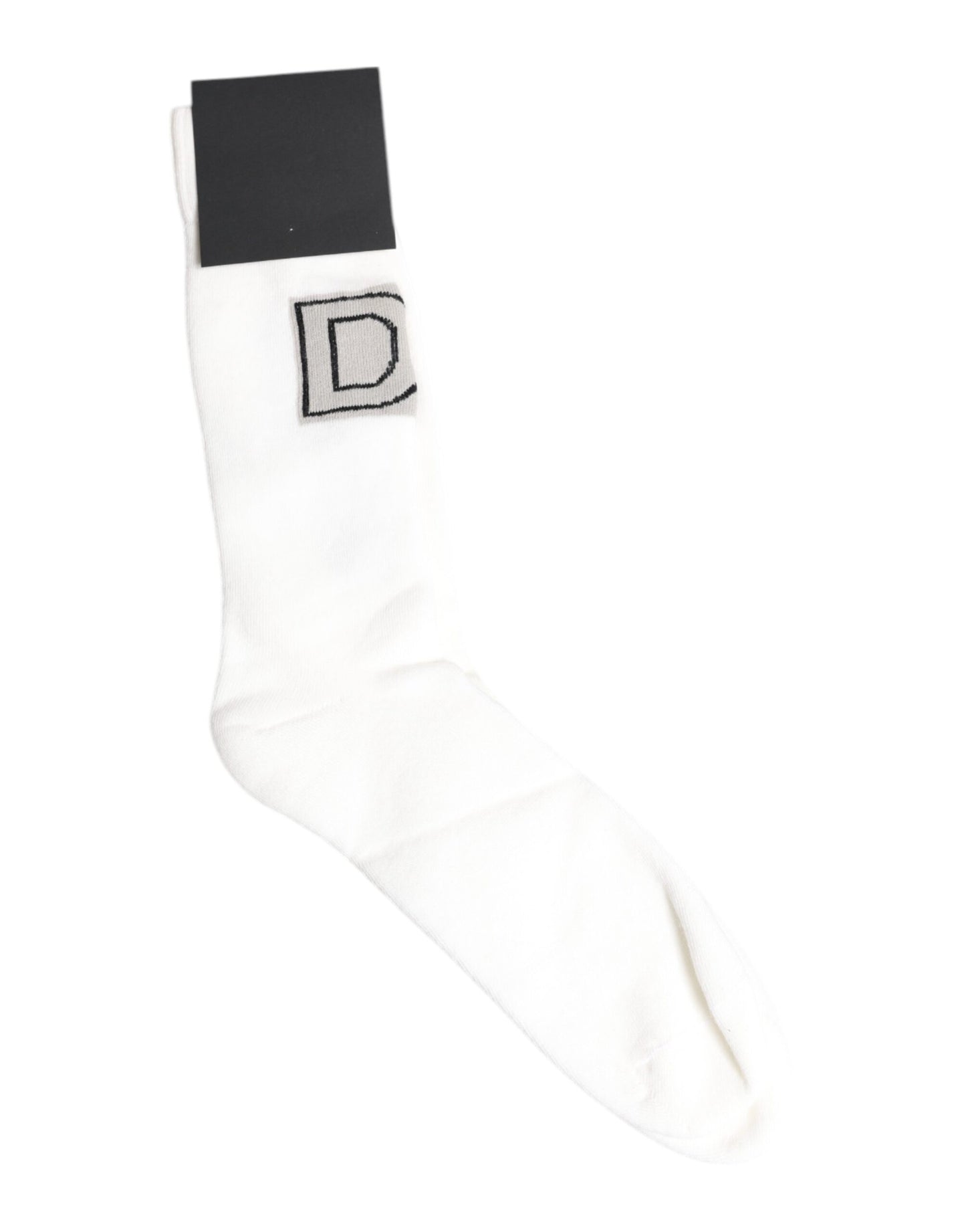 Dolce &amp; Gabbana White Stretch OR VINCIT OMNIA Mid Calf Socks