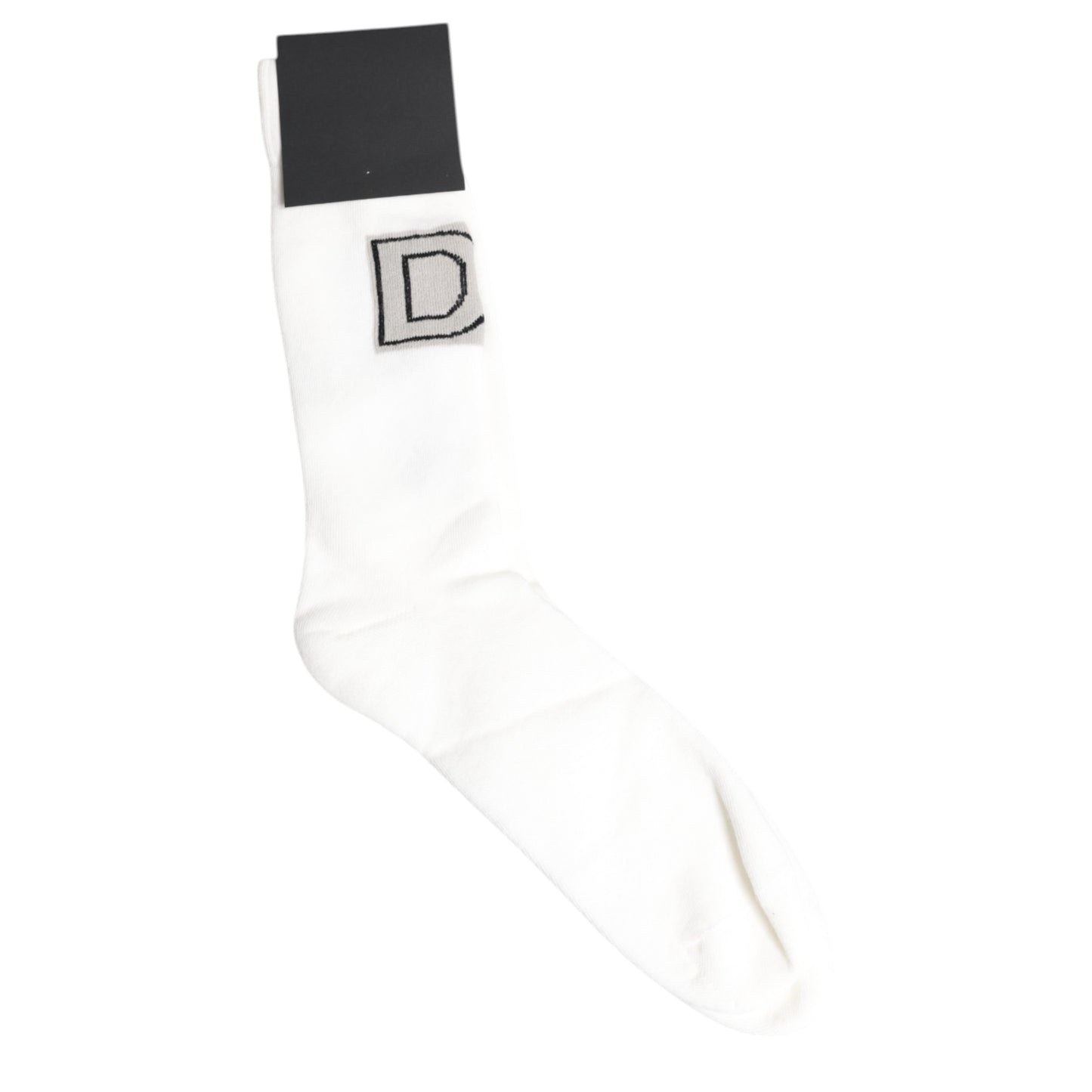 Dolce &amp; Gabbana White Stretch OR VINCIT OMNIA Mid Calf Socks