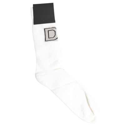 Dolce &amp; Gabbana White Stretch OR VINCIT OMNIA Mid Calf Socks