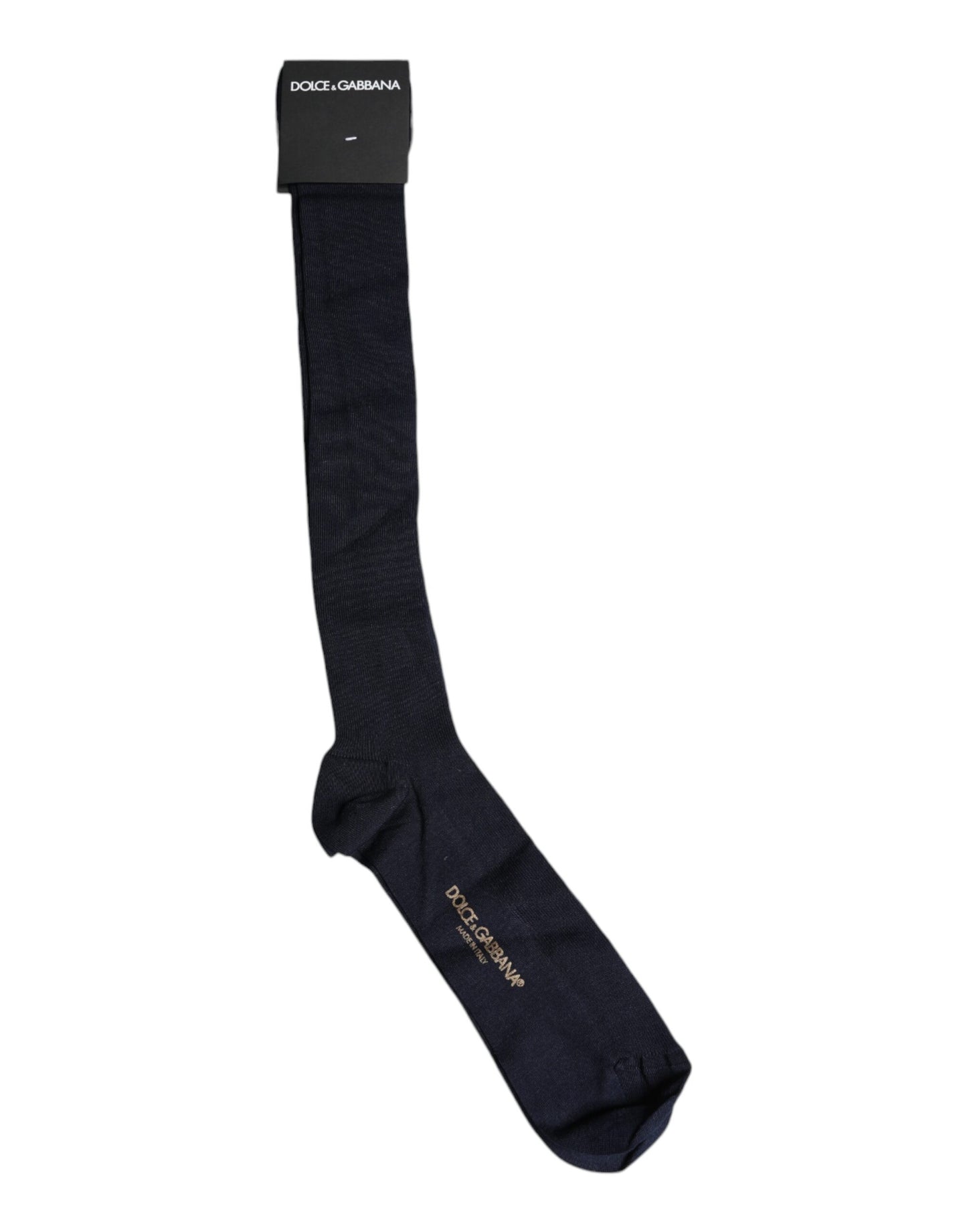 Dolce &amp; Gabbana Black Viscose Logo Over The Calf Socks