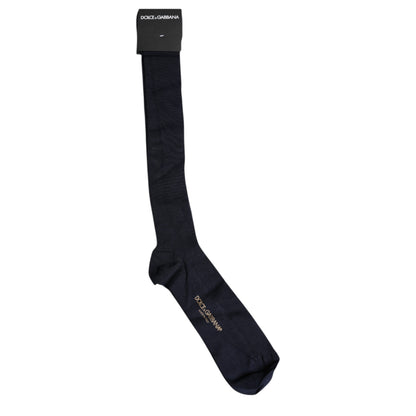 Dolce &amp; Gabbana Black Viscose Logo Over The Calf Socks