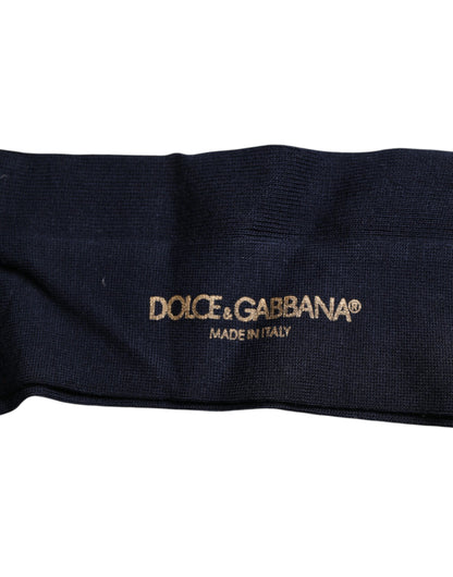 Dolce &amp; Gabbana Black Viscose Logo Over The Calf Socks