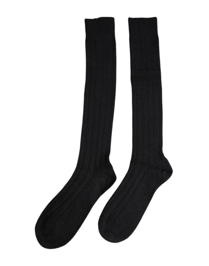 Dolce &amp; Gabbana Black DG Logo Print Over The Calf Socks