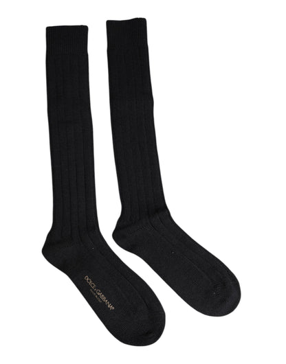 Dolce &amp; Gabbana Black DG Logo Print Over The Calf Socks