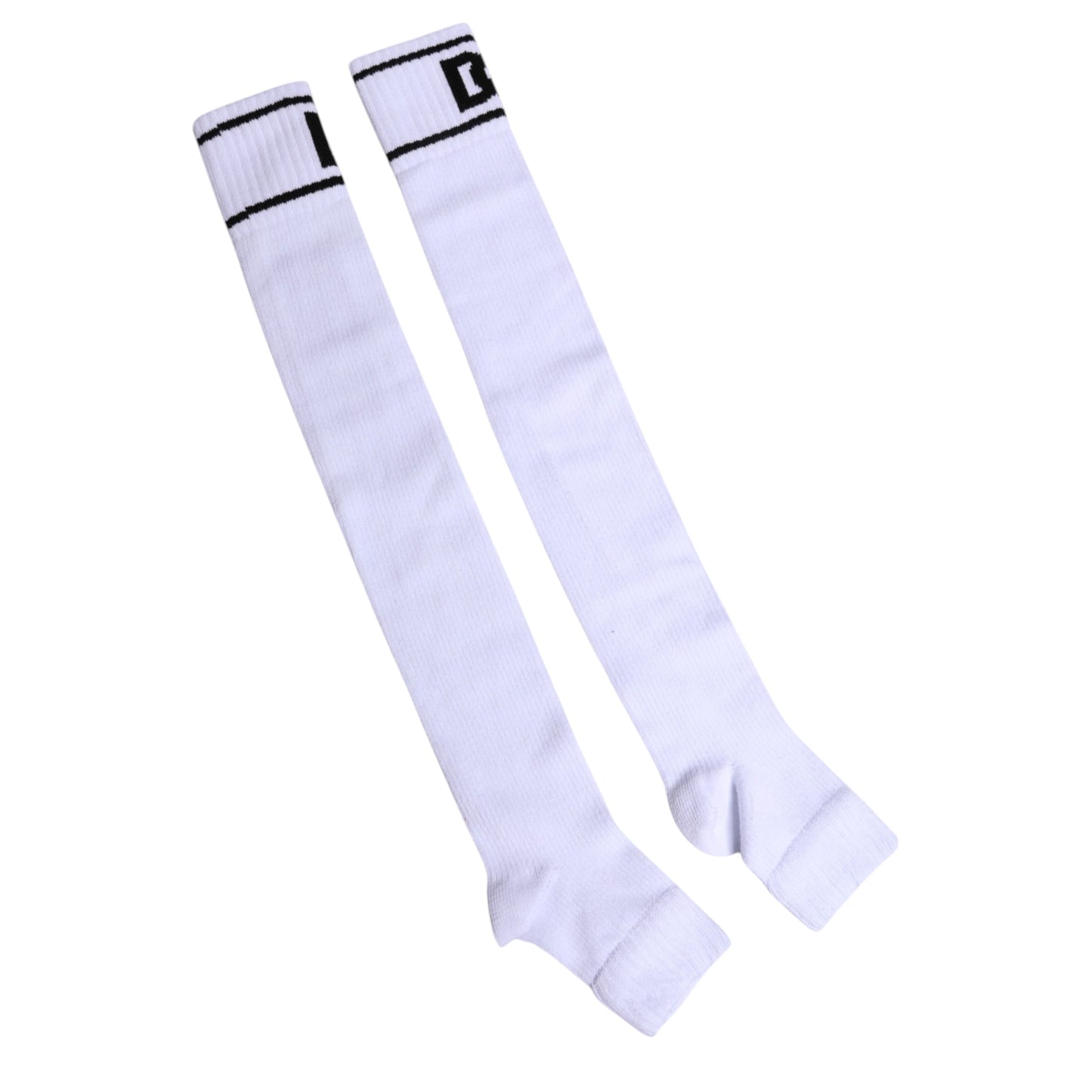 Dolce &amp; Gabbana White Cotton DG Logo Print Open Toe Socks