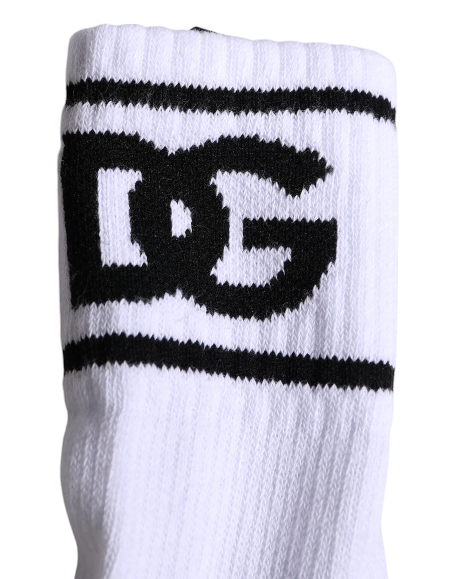 Dolce &amp; Gabbana White Cotton DG Logo Print Open Toe Socks