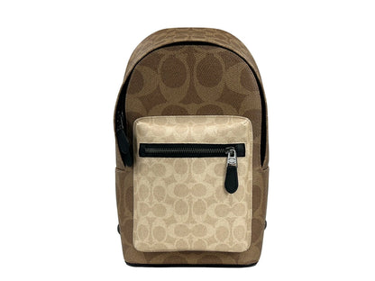 Sac à dos à bandoulière en cuir COACH West Color Block Sable
