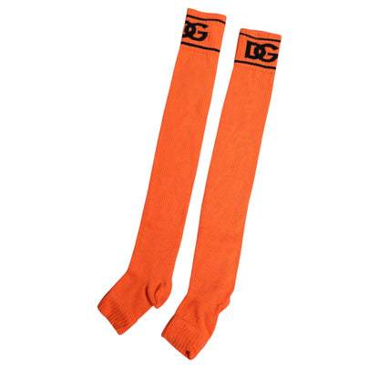 Dolce &amp; Gabbana Orange Cotton DG Logo Print Open Toe Socks