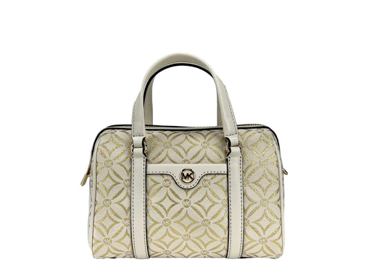 Michael Kors Travel Small Sac à main bandoulière en cuir grainé, or pâle, multicolore