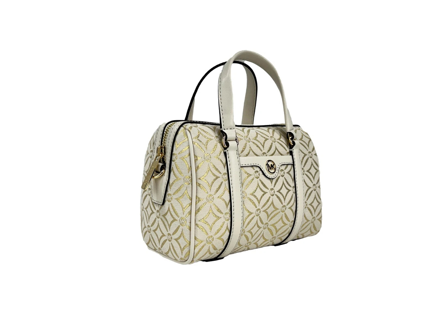 Michael Kors Travel Small Sac à main bandoulière en cuir grainé, or pâle, multicolore