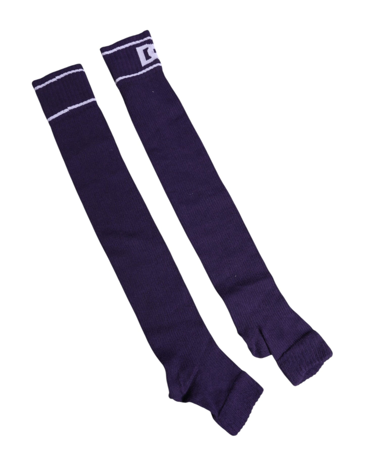 Dolce &amp; Gabbana Purple Cotton DG Logo Print Open Toe Socks