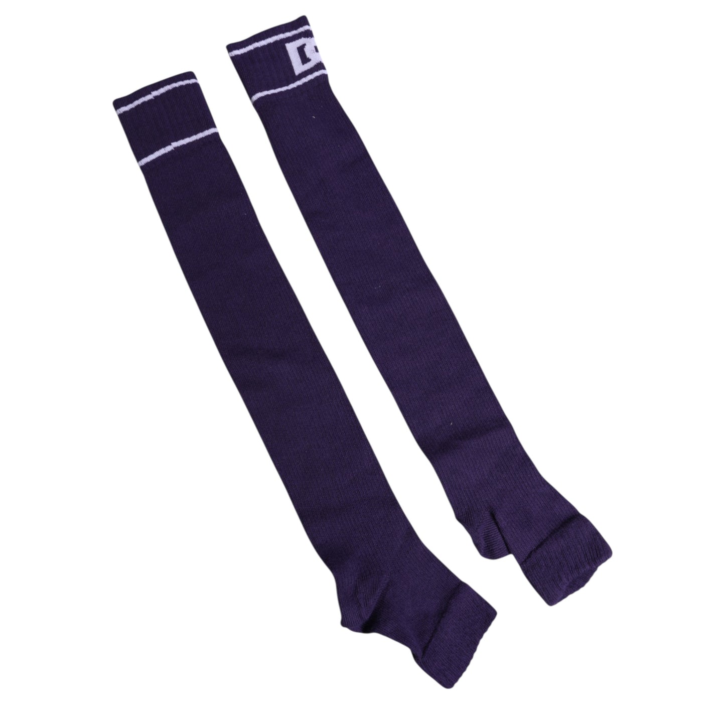 Dolce &amp; Gabbana Purple Cotton DG Logo Print Open Toe Socks