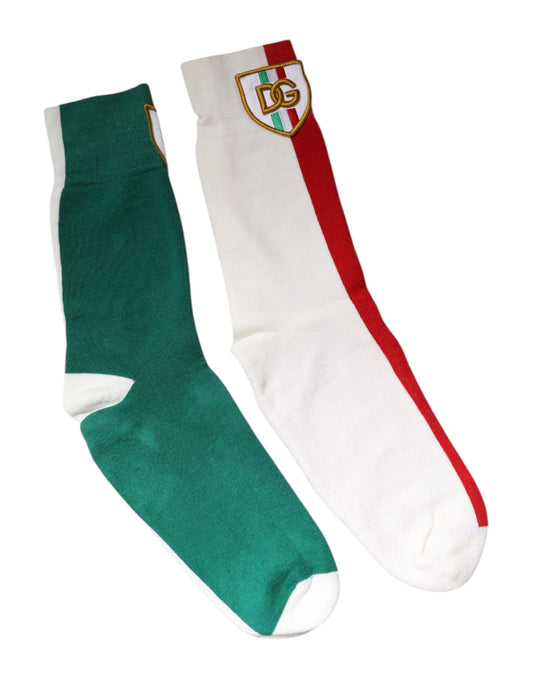 Chaussettes mi-mollet en coton multicolore Dolce &amp; Gabbana avec patch logo DG