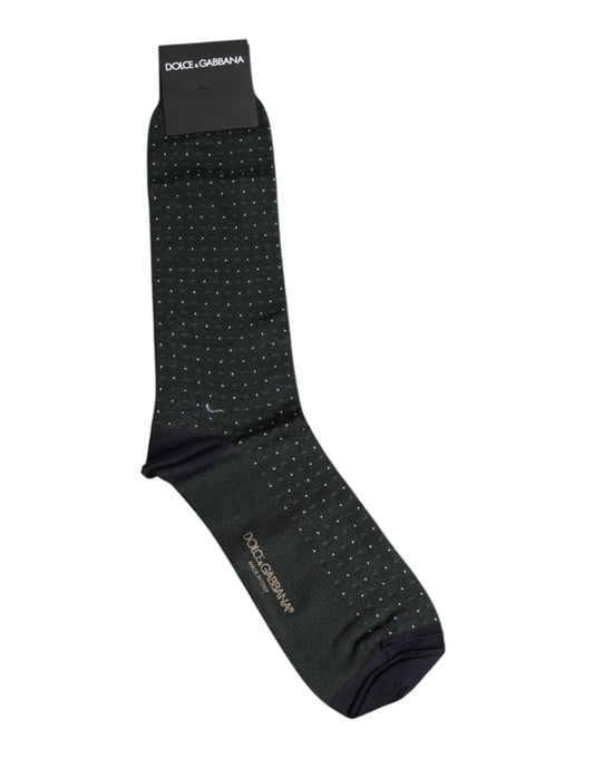 Chaussettes mi-mollet en coton à pois noirs Dolce &amp; Gabbana
