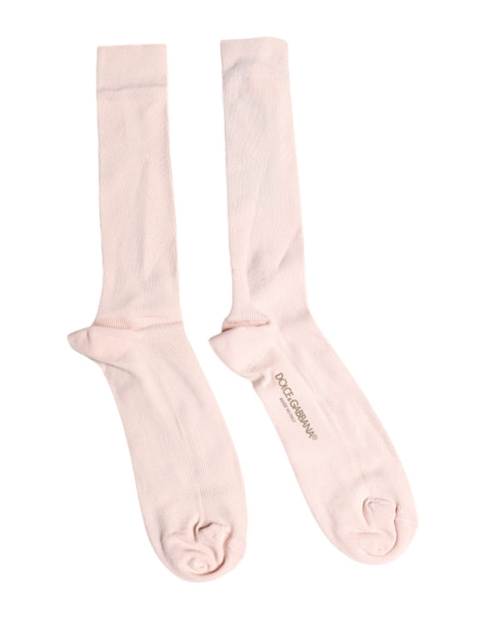 Chaussettes mi-mollet en coton stretch ivoire Dolce &amp; Gabbana avec logo