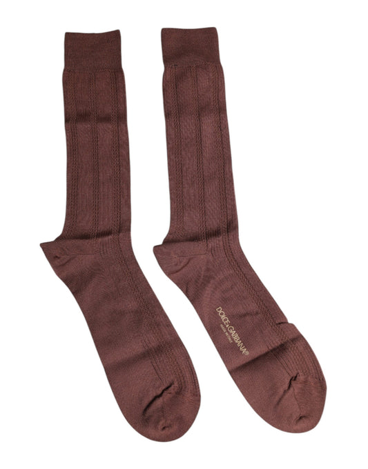 Chaussettes mi-mollet extensibles marron à imprimé logo Dolce &amp; Gabbana