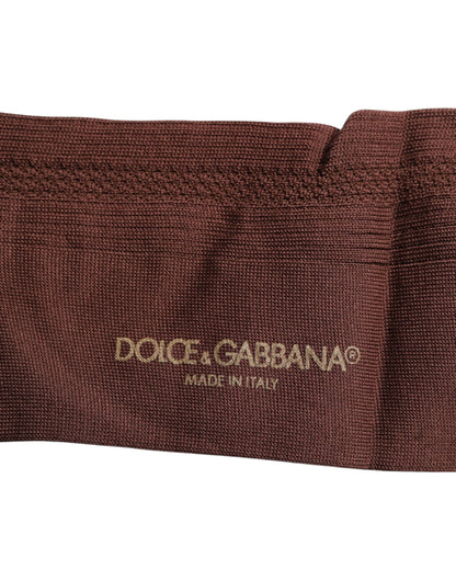 Chaussettes mi-mollet extensibles marron à imprimé logo Dolce &amp; Gabbana