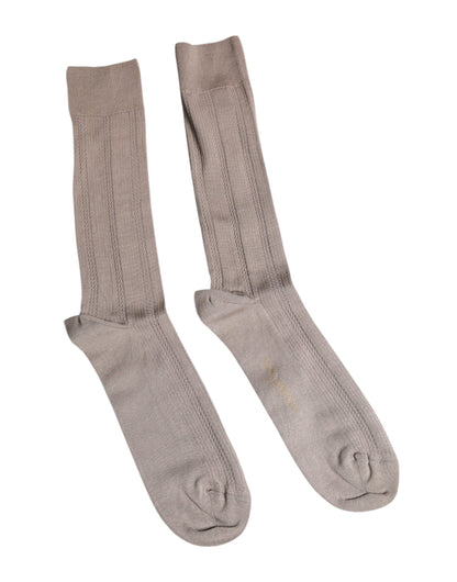 Chaussettes mi-mollet en coton stretch marron Dolce &amp; Gabbana avec logo