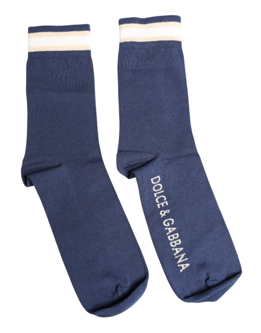 Chaussettes mi-mollet extensibles bleues Dolce &amp; Gabbana avec logo DG imprimé