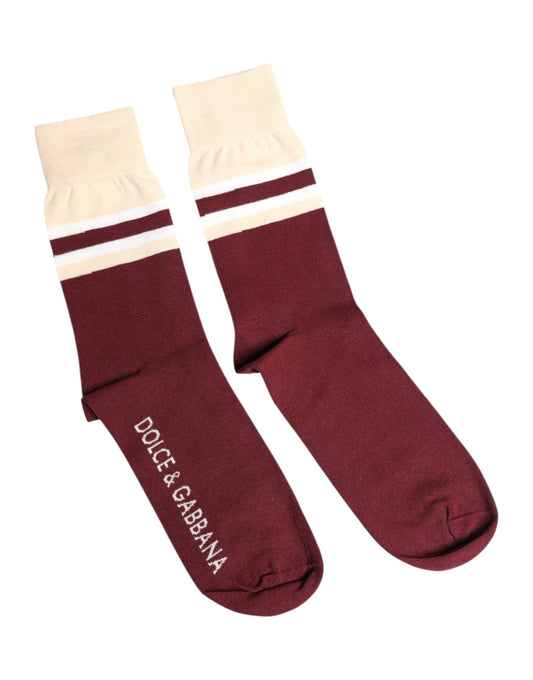 Chaussettes mi-mollet extensibles bordeaux Dolce &amp; Gabbana à imprimé logo