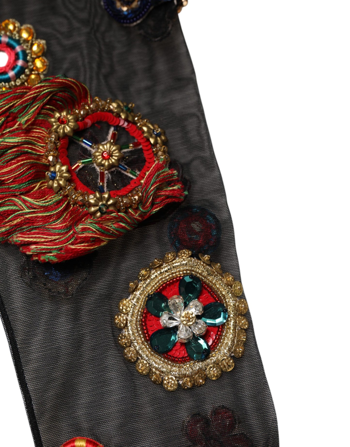 Chaussettes noires extensibles Carretto à cristaux Dolce &amp; Gabbana