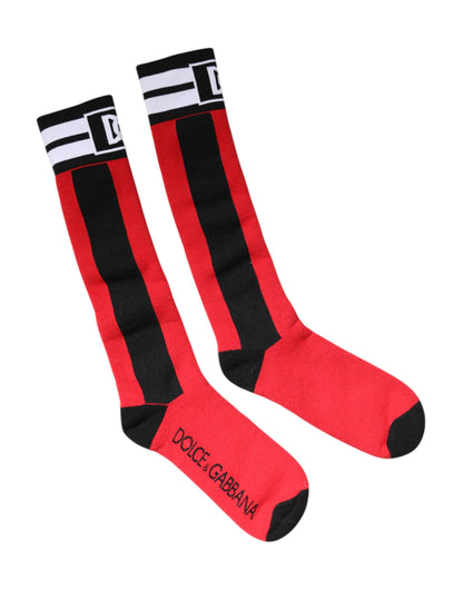 Chaussettes imprimées en coton stretch rouge Dolce &amp; Gabbana