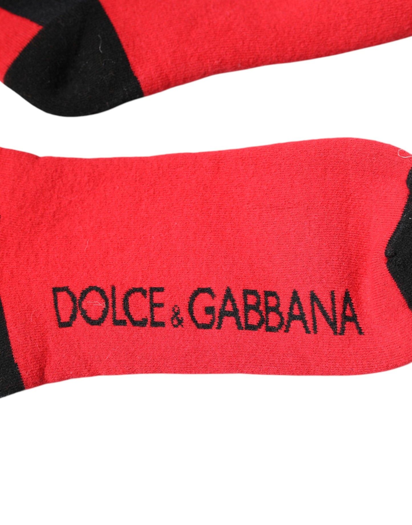 Chaussettes imprimées en coton stretch rouge Dolce &amp; Gabbana