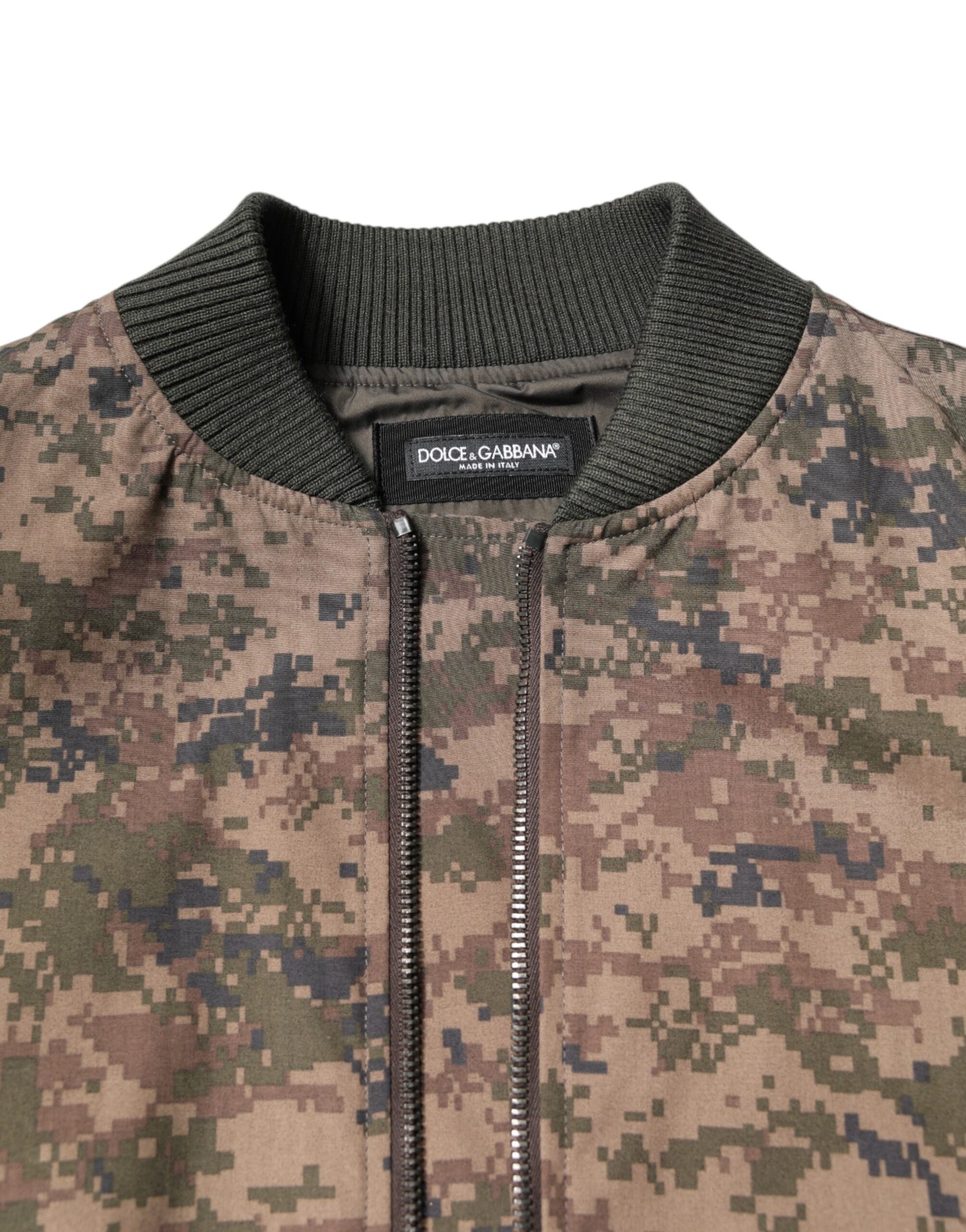 Dolce &amp; Gabbana Veste bomber camouflage marron entièrement zippée